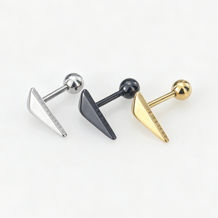Titanium steel triangular cone earrings for men and women, trendy, cool, simple, personalized ear accessories, non-pierced magnetic ear clips, hip-hop style