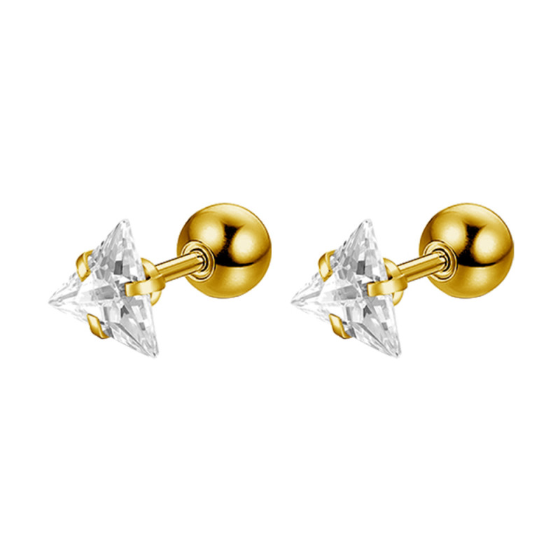 Titanium steel zircon triangle earrings for men and women, fashionable, simple, light luxury ear cuffs, cross-border bestseller, niche design earrings