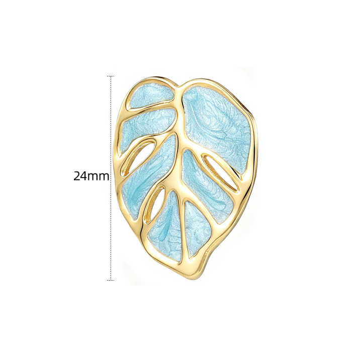 European and American fashion titanium steel oil-drip leaf earrings, hollow geometric earrings, best-selling women's simple and unique earrings