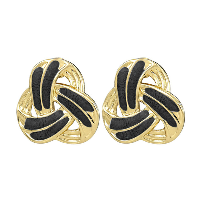Titanium steel braided knot earrings for women, fashionable and simple ins-style earrings, cross-border bestseller, personalized jewelry