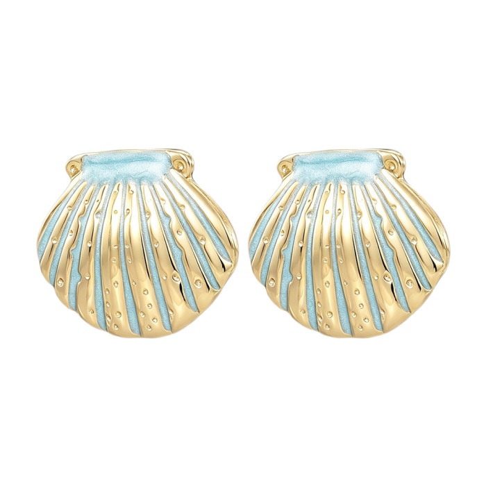 Scallop earrings for women, ocean style, 18K gold plated shell earrings, cross-border best-selling jewelry, new summer model