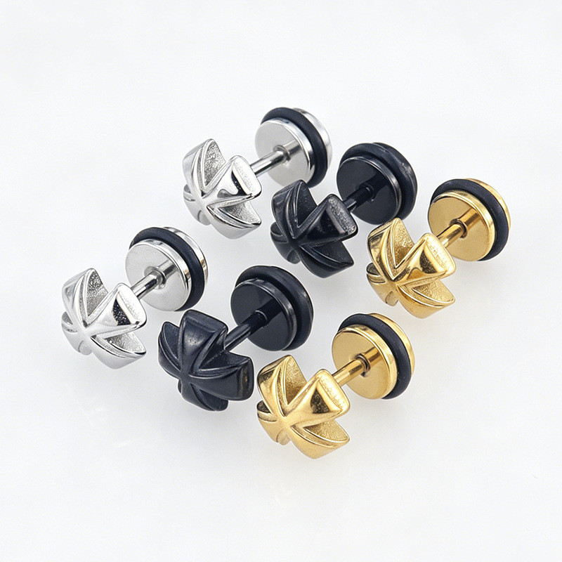 Titanium steel cross earrings for men and women, trendy hip-hop personalized fashion earrings, simple European and American style trendy earrings