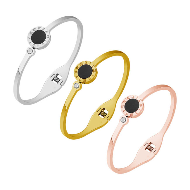 European and American fashion titanium steel bracelet for women, rose gold, simple and elegant, open bangle, non-fading, cross-border wholesale