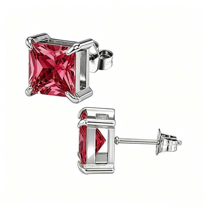European and American style square zircon earrings, stainless steel earrings with colorful crystals, women's earrings, wholesale from the source manufacturer