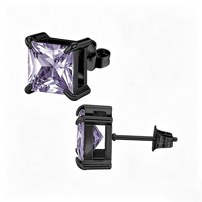 European and American style square zircon earrings, stainless steel earrings with colorful crystal decorations, women's earrings, wholesale from the source manufacturer