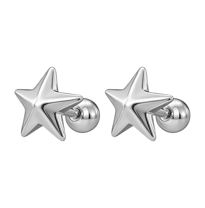 Stainless steel titanium steel pentagram earrings, simple and stylish, unisex, best-selling cross-border star earrings, personalized stud accessories