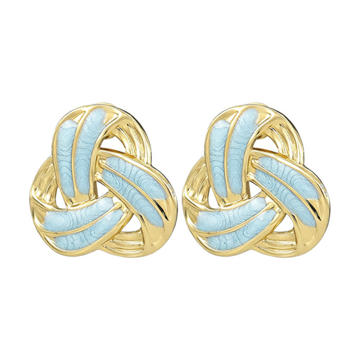 Titanium steel braided knot earrings for women, fashionable and simple ins-style earrings, cross-border bestseller, personalized jewelry