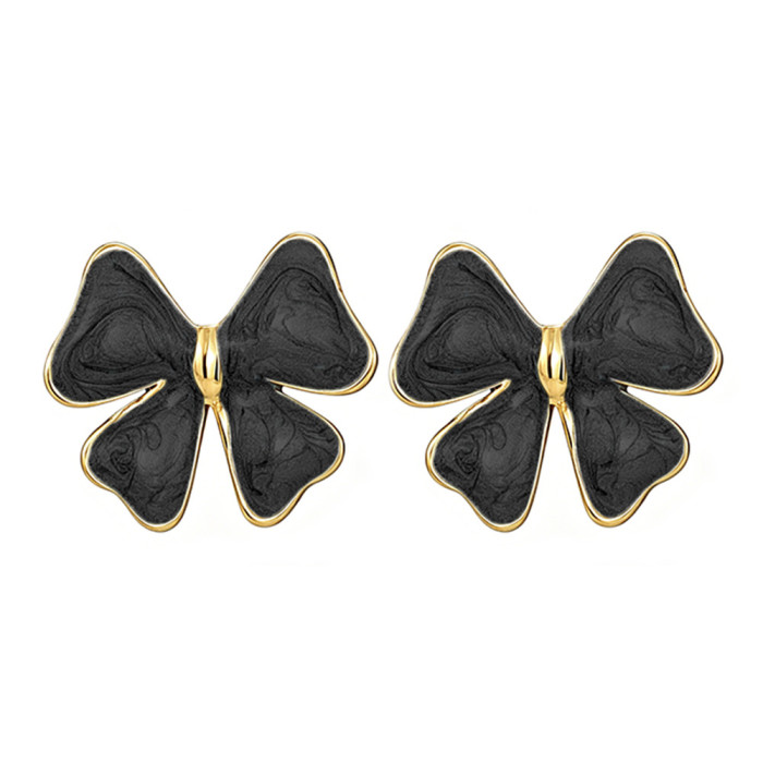 Bowknot earrings for women, simple and stylish resin earrings, NS style cross-border new stainless steel earrings