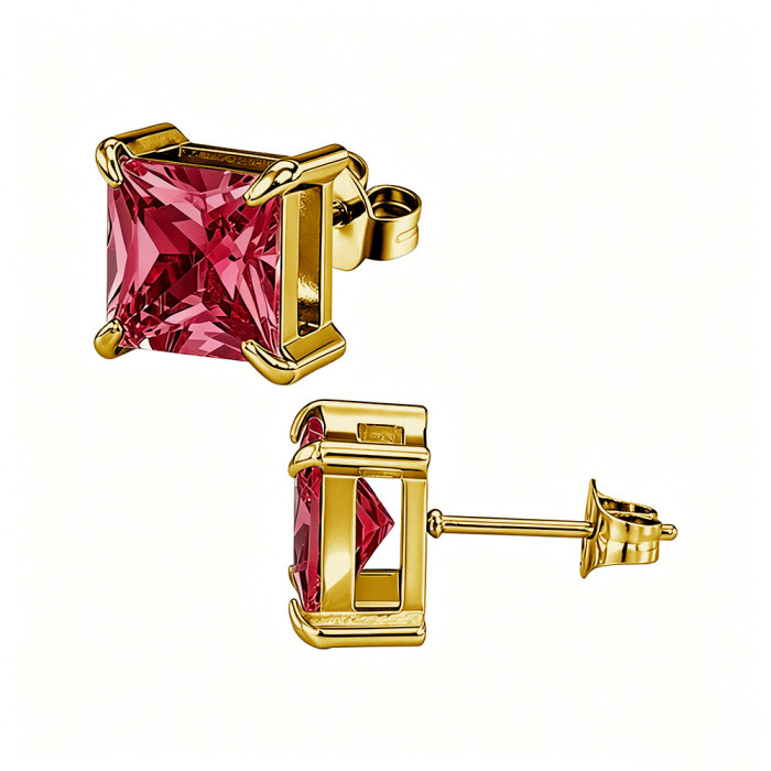 European and American style square zircon earrings, stainless steel earrings with colorful crystal decorations, women's earrings, wholesale from the source manufacturer