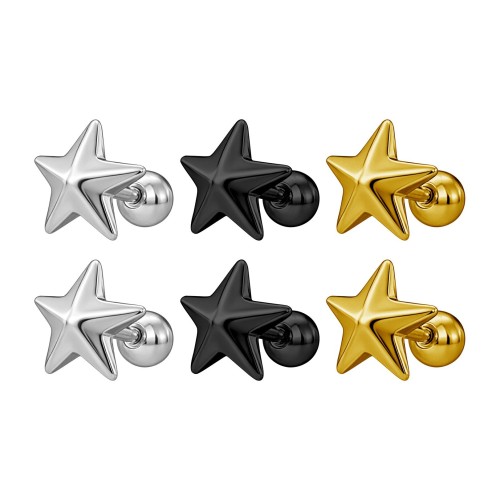 Stainless steel titanium steel pentagram earrings, simple and stylish, unisex, best-selling cross-border star earrings, personalized stud accessories