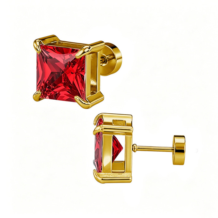 European and American cross-border best-selling four-prong square zirconia stud earrings, ear cuffs, double-layer zirconia elegant earrings, earring accessories manufacturer