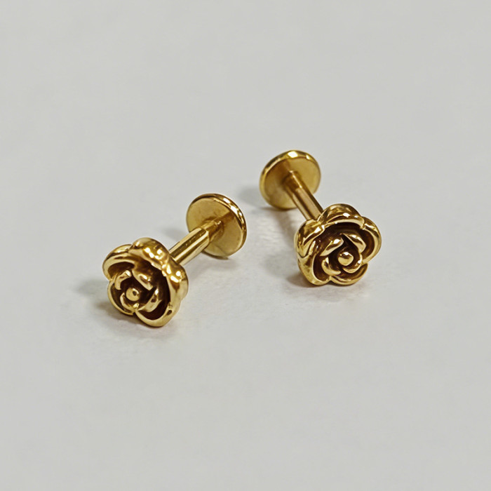 European and American cross-border rose titanium steel lip piercing, unisex stainless steel piercing jewelry, available in gold, silver, and black