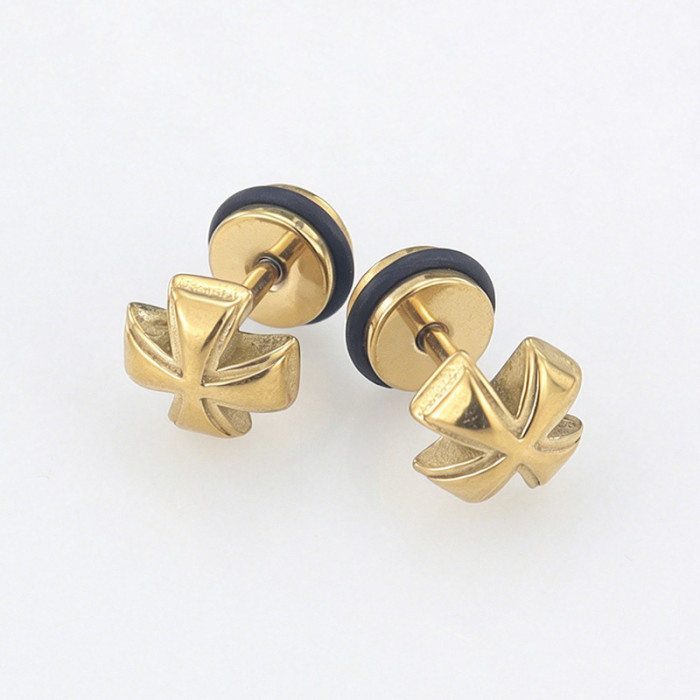 Titanium steel cross earrings for men and women, trendy hip-hop personalized fashion earrings, simple European and American style trendy earrings
