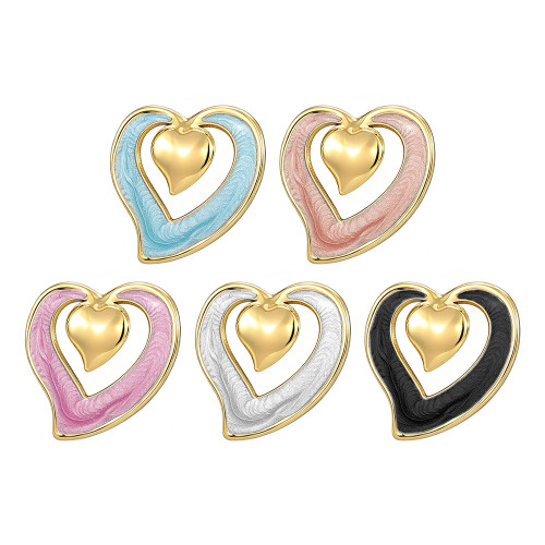 Fashionable heart-shaped earrings for women, titanium steel, non-fading, popular cross-border sales, simple heart-shaped earrings, stainless steel earrings