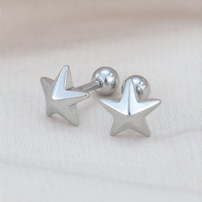 Stainless steel titanium steel pentagram earrings, simple and stylish, unisex, best-selling cross-border star earrings, personalized stud accessories