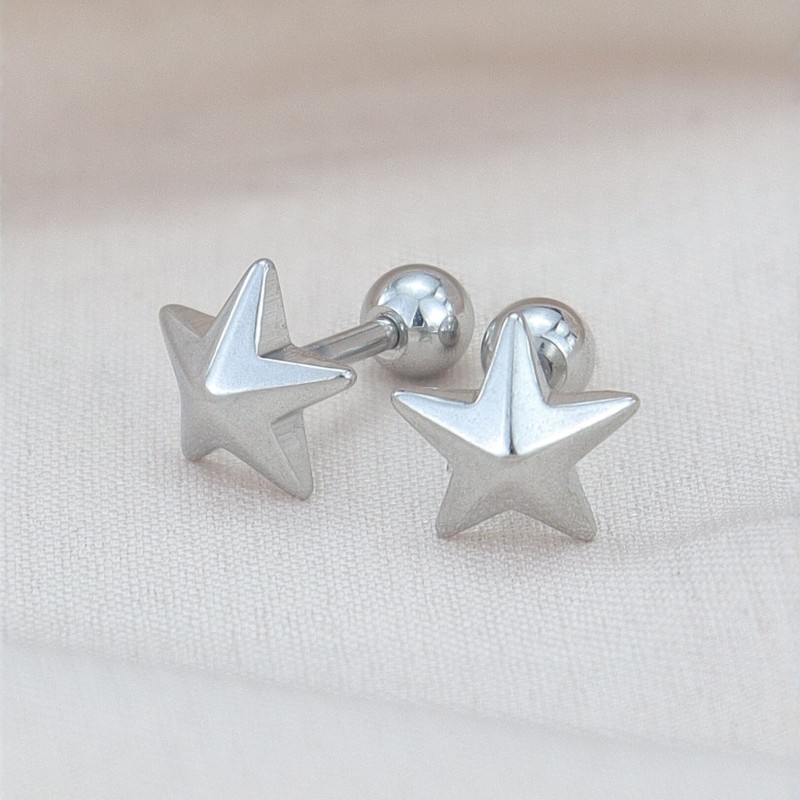 Stainless steel titanium steel pentagram earrings, simple and stylish, unisex, best-selling cross-border star earrings, personalized stud accessories