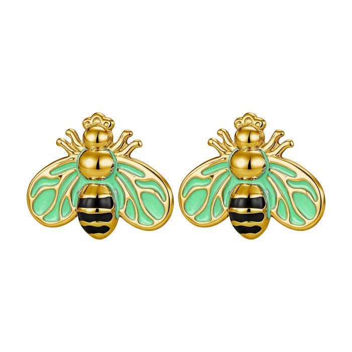 Fashionable retro bee pendant DIY jewelry accessories stainless steel oil-painted alloy pendant hot-selling cross-border
