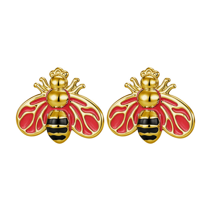 Fashionable retro bee pendant DIY jewelry accessories stainless steel oil-painted alloy pendant hot-selling cross-border