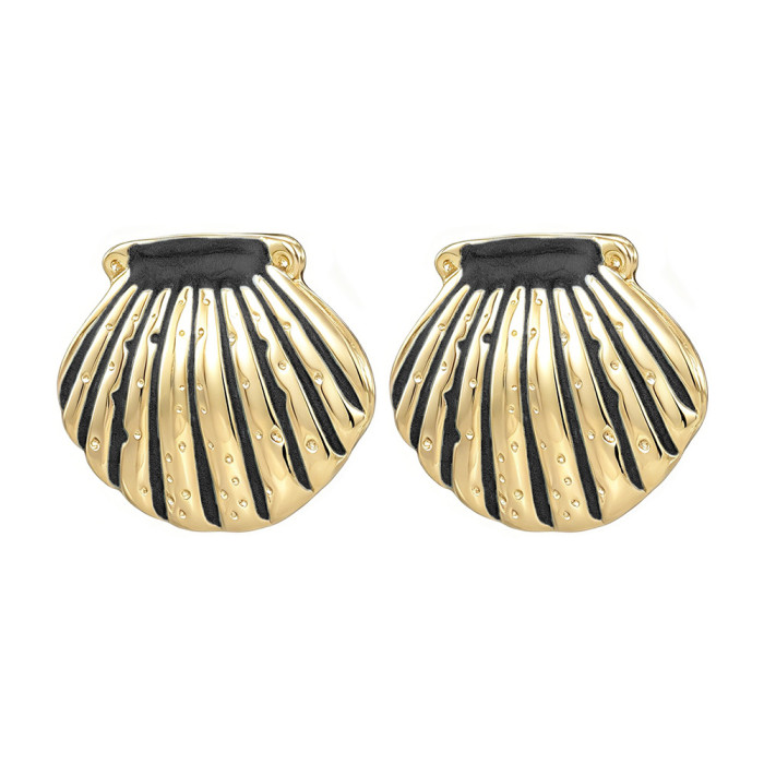 Scallop earrings for women, ocean style, 18K gold plated shell earrings, cross-border best-selling jewelry, new summer model