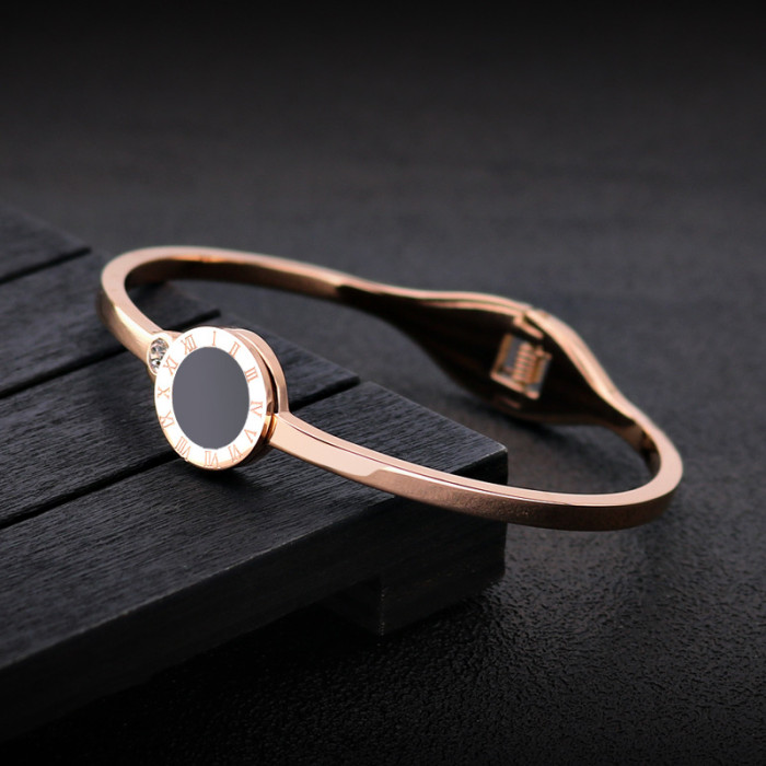 European and American fashion titanium steel bracelet for women, rose gold, simple and elegant, open bangle, non-fading, cross-border wholesale