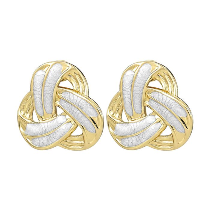 Titanium steel braided knot earrings for women, fashionable and simple ins-style earrings, cross-border bestseller, personalized jewelry