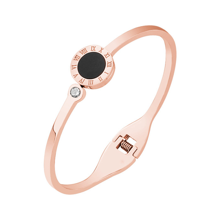 European and American fashion titanium steel bracelet for women, rose gold, simple and elegant, open bangle, non-fading, cross-border wholesale