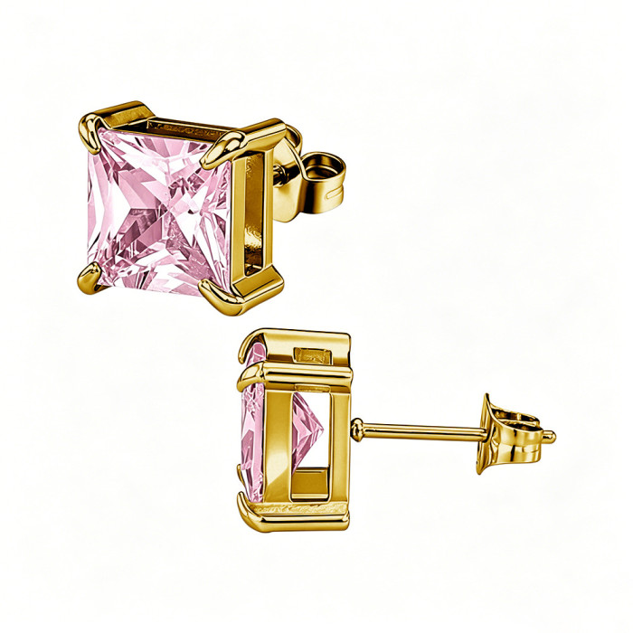 European and American style square zircon earrings, stainless steel earrings with colorful crystal decorations, women's earrings, wholesale from the source manufacturer