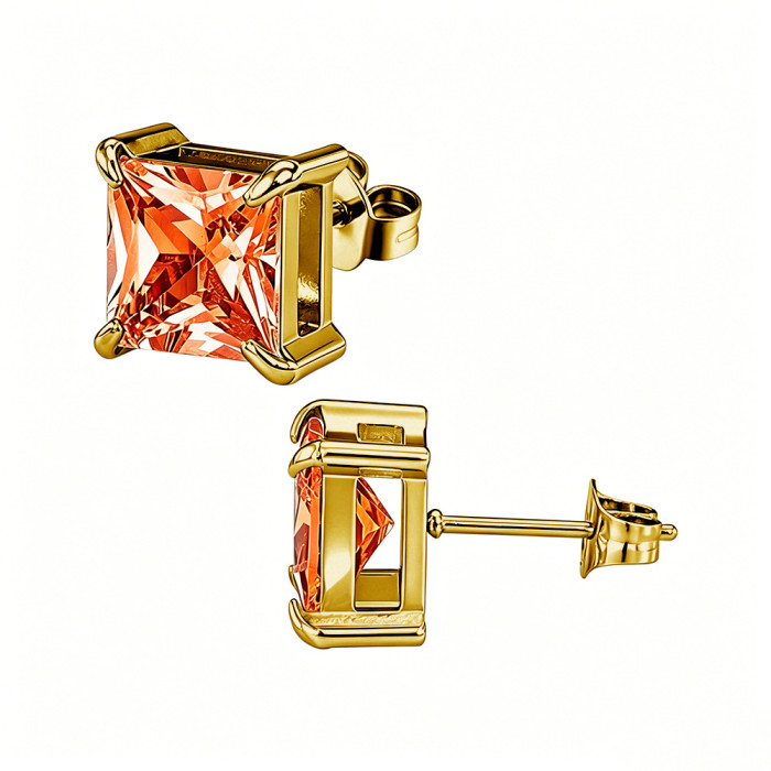 European and American style square zircon earrings, stainless steel earrings with colorful crystal decorations, women's earrings, wholesale from the source manufacturer