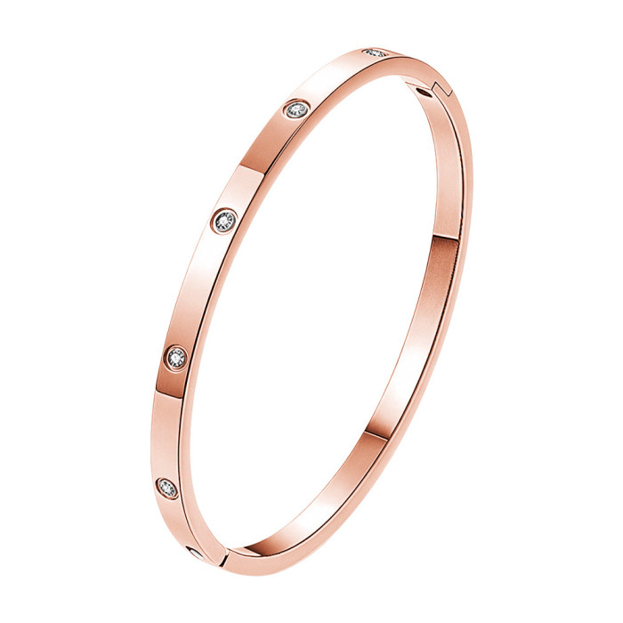 Fashionable and simple titanium steel open bracelet for women in rose gold and silver, light luxury and high-end couple's bracelet, cross-border wholesale