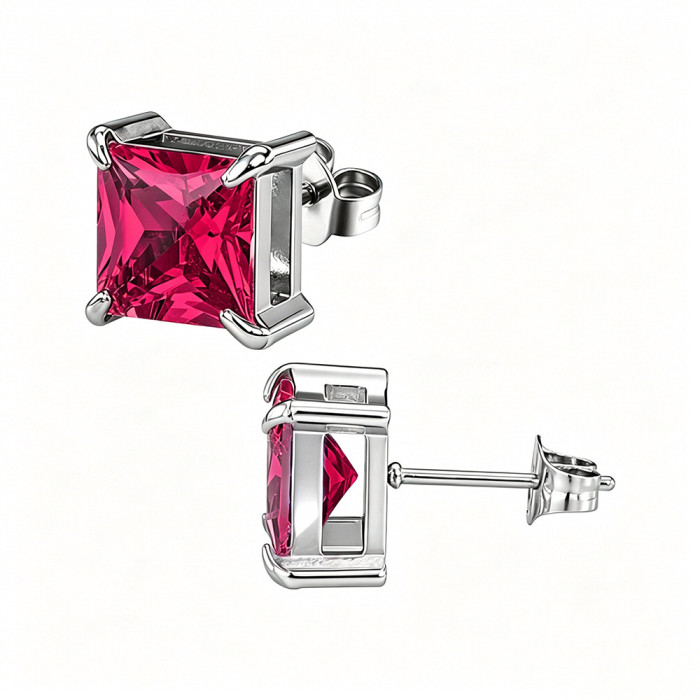 European and American style square zircon earrings, stainless steel earrings with colorful crystals, women's earrings, wholesale from the source manufacturer