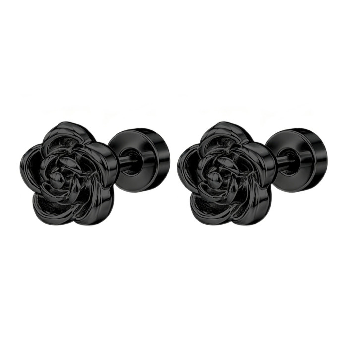 Titanium steel rose flower earrings for women, simple, fashionable, versatile, high-end earrings, stainless steel earrings with a niche design