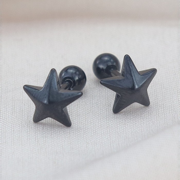 Stainless steel titanium steel pentagram earrings, simple and stylish, unisex, best-selling cross-border star earrings, personalized stud accessories