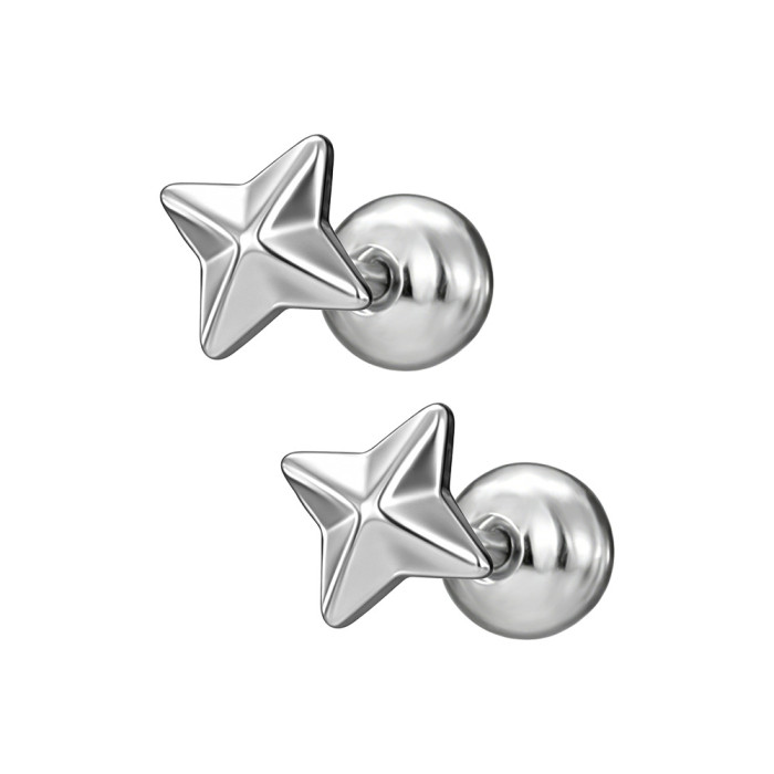 Titanium Steel Simple Ocean Style Earring Set, Unique Star-Shaped Shell Beaded Earrings, European and American Fashion Versatile Stud Earrings