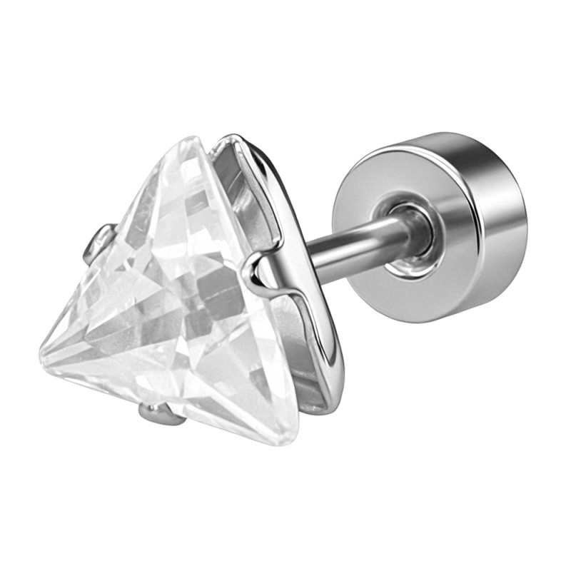 European and American cross-border best-selling stainless steel 18K triangular zircon earrings and ear cuffs, light luxury and high-end style unisex earrings