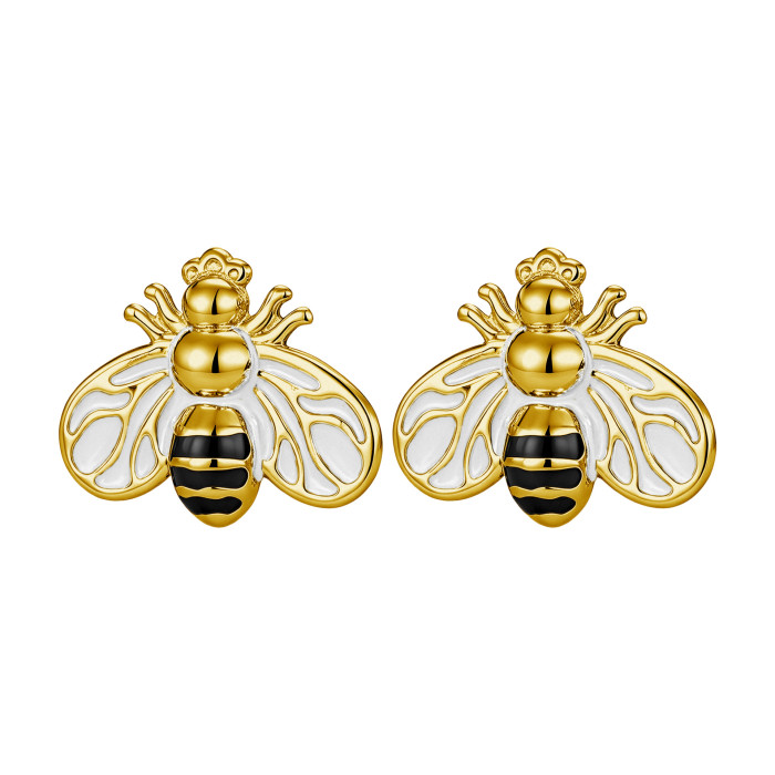 Fashionable retro bee pendant DIY jewelry accessories stainless steel oil-painted alloy pendant hot-selling cross-border
