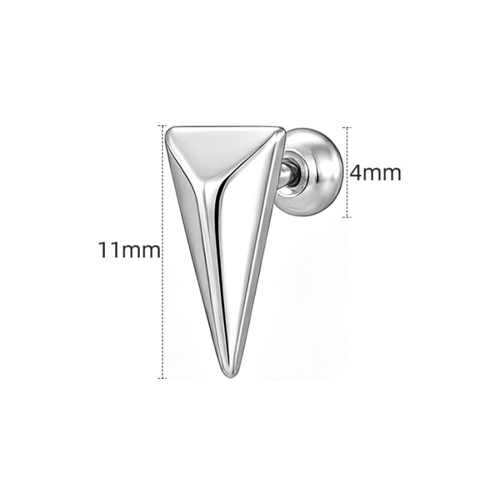 Titanium steel triangular cone earrings for men and women, trendy, cool, simple, personalized ear accessories, non-pierced magnetic ear clips, hip-hop style