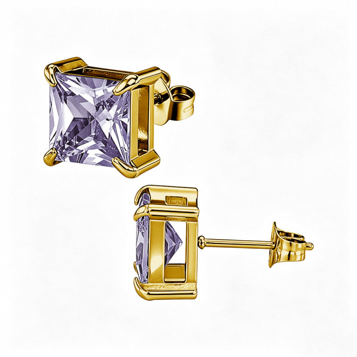 European and American style square zircon earrings, stainless steel earrings with colorful crystal decorations, women's earrings, wholesale from the source manufacturer