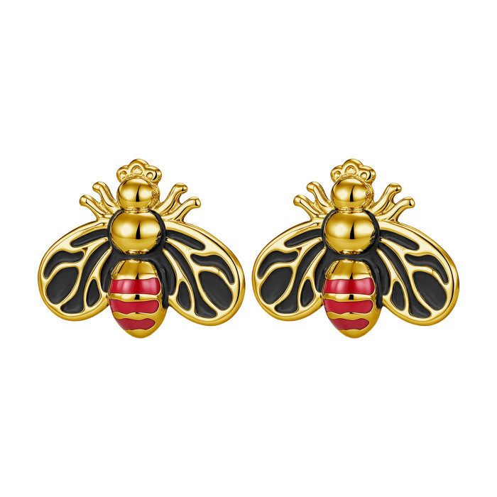 Fashionable retro bee pendant DIY jewelry accessories stainless steel oil-painted alloy pendant hot-selling cross-border