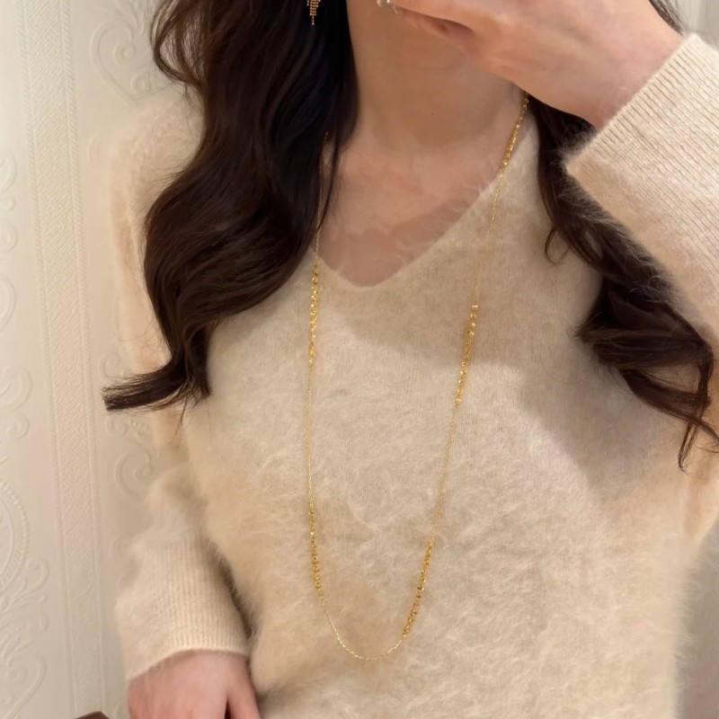 Super Shiny Golden Waterfall Necklace with Vintage High-End Feel, Multi-Layered Tassel Collarbone Chain for Women, Light Luxury Fashionable and Simple