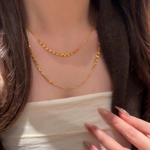 Super Shiny Golden Waterfall Necklace with Vintage High-End Feel, Multi-Layered Tassel Collarbone Chain for Women, Light Luxury Fashionable and Simple