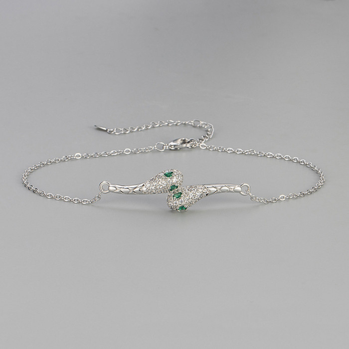 2026 New Snake Anklet for Women, Gold Plated with Stones, Light Luxury Niche Personality Foot Chain, Fashion Access...