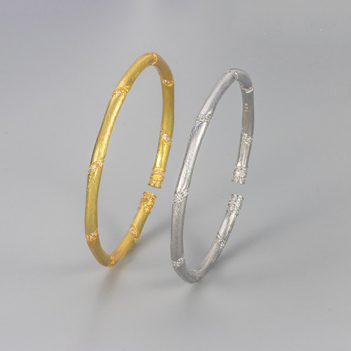 Retro Brushed Bamboo and Rattan Bracelet with a Perfectly Round Design, Featuring Traditional Chinese Style and a Nic...