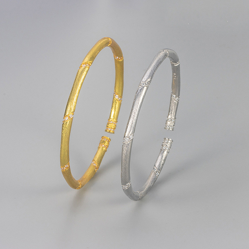Retro Brushed Bamboo and Rattan Bracelet with a Perfectly Round Design, Featuring Traditional Chinese Style and a Nic...