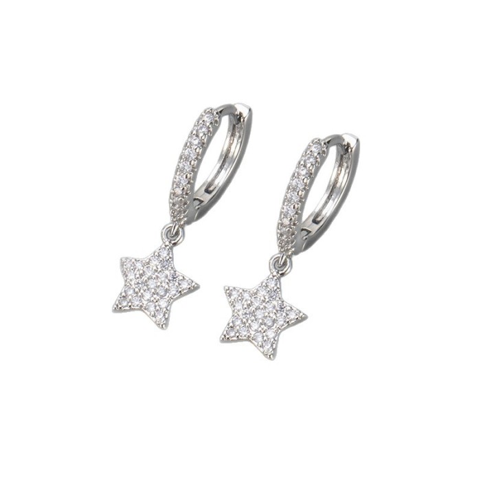 New Fully Stone-Set Pentagram Earrings, Versatile Niche Design, Light Luxury Fashion Earrings, Commuter Earrings