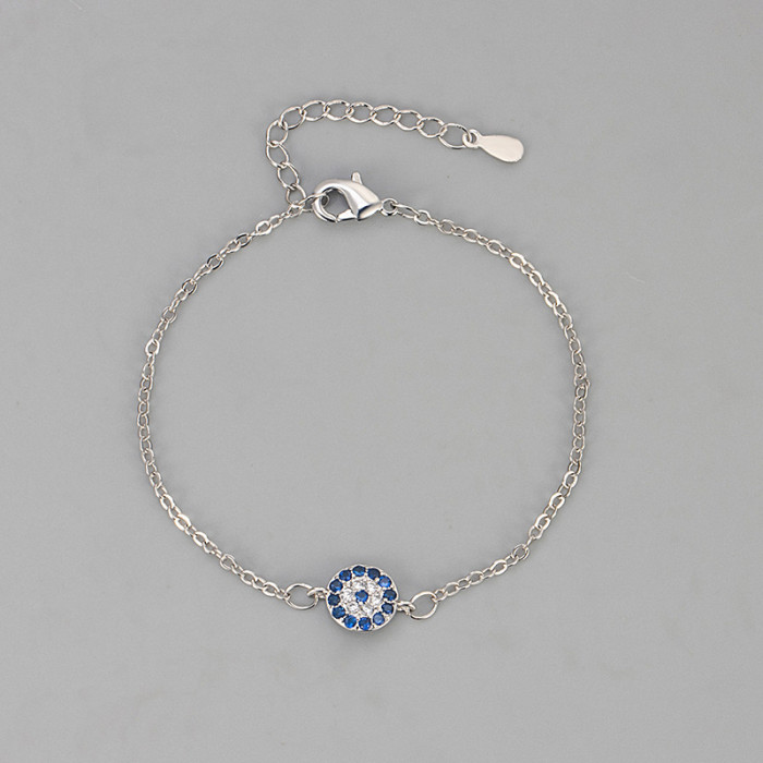 Light Luxury Fully Stone-Set Evil Eye Bracelet for Women, Fashionable and Versatile, High-end Feel, Foreign Trade Earrin...