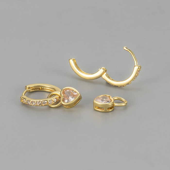 New Single Heart-shaped Zircon Earrings, Cute, Sweet, Fresh, Versatile, Everyday Fashion Women's Ear Accessories