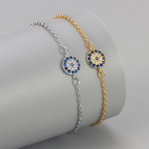 Light Luxury Fully Stone-Set Evil Eye Bracelet for Women, Fashionable and Versatile, High-end Feel, Foreign Trade Earrin...