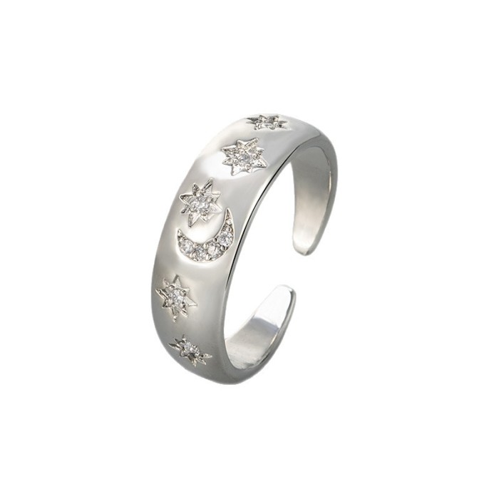 New Star and Moon Ring, High-end, Simple, Exquisite Design, Stylish Open Ring Jewelry