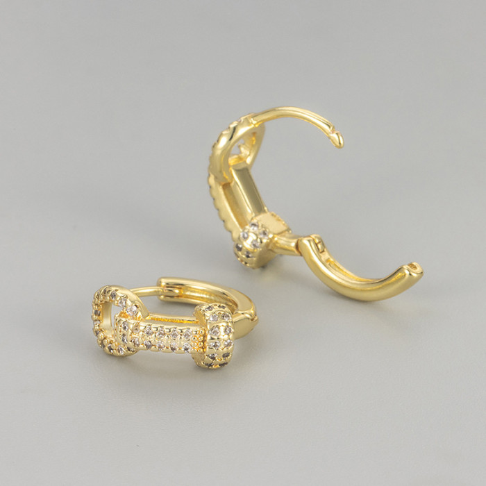 Stone-Studded Chain-style Earrings for Women, Simple Geometric Hoops, Fashionable and Versatile Style, New Earrings