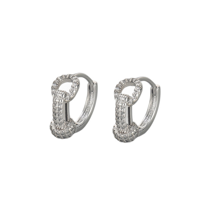 Stone-Studded Chain-style Earrings for Women, Simple Geometric Hoops, Fashionable and Versatile Style, New Earrings